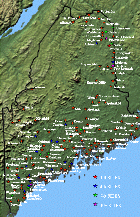 Map of CEG project sites in Maine